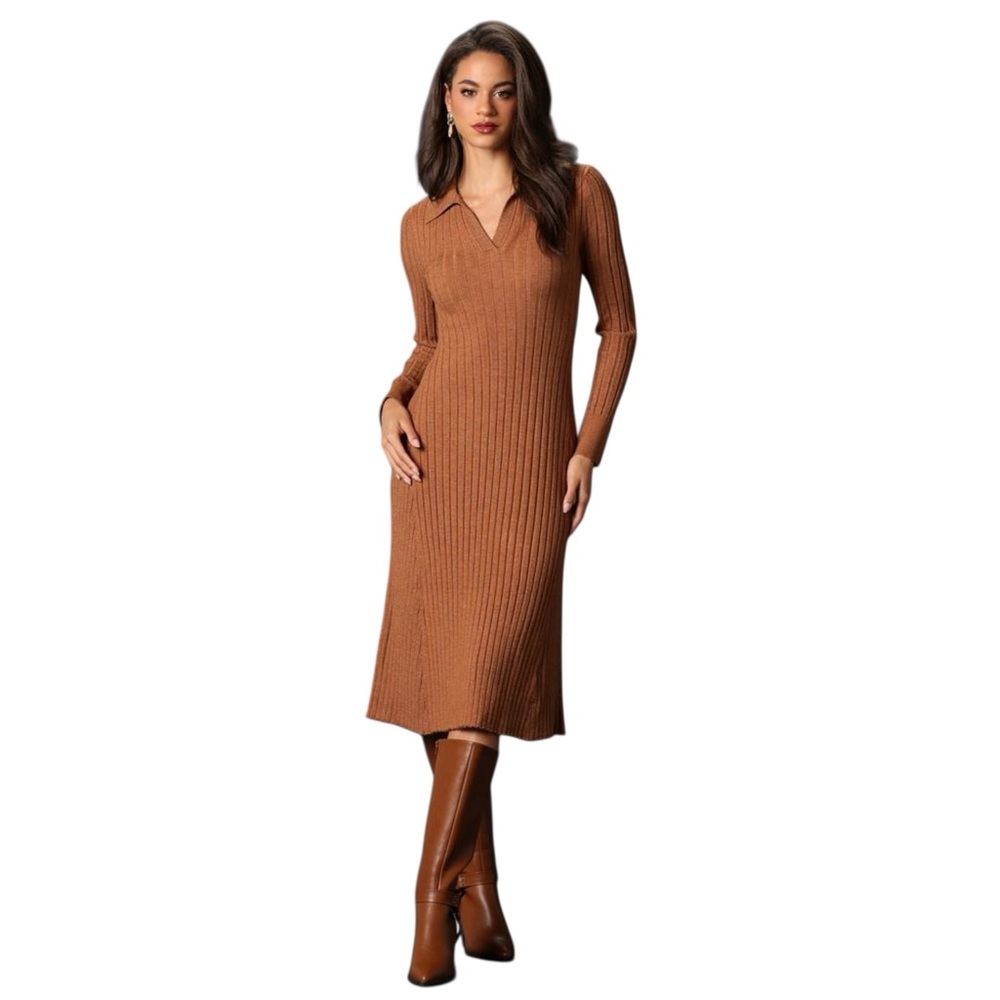 Talbots‎ Brown Long Sleeve Knit Dress